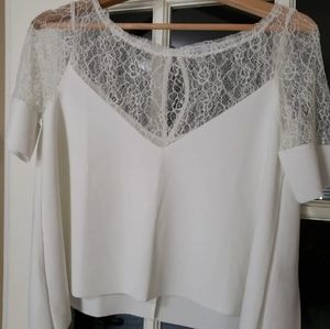 Zara White lace crop Top
